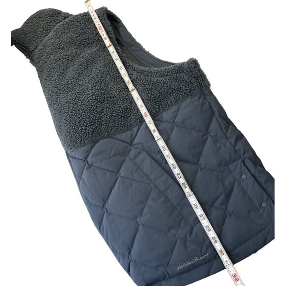 Eddie Bauer Puffer Vest Womens 3X Blue Sherpa Down Quilted Gorpcore Outdoor Plus - Picture 4 of 8